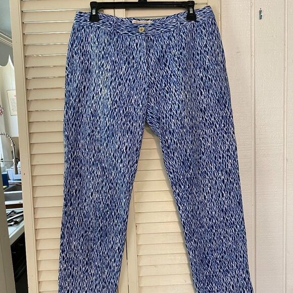 Michael Kors Blue White Print Pants - Picture 1 of 13